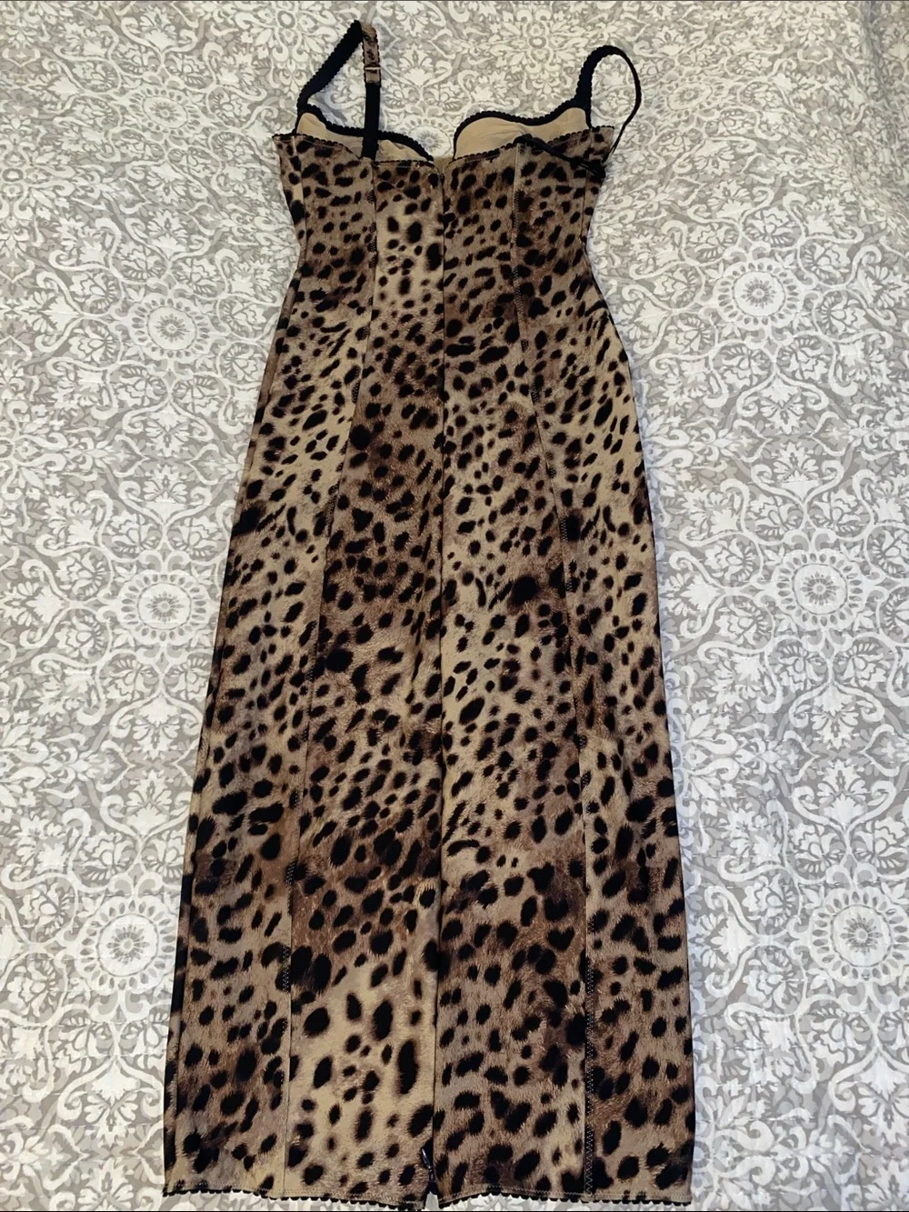 Dolce Gabbana X Slims Leopard Print Slip Dress in Brown and Black - Picture 2 of 4